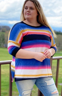 *FINAL SALE* 'Sew In Love' Ombre 3/4 Sleeve