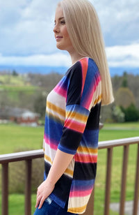 *FINAL SALE* 'Sew In Love' Ombre 3/4 Sleeve